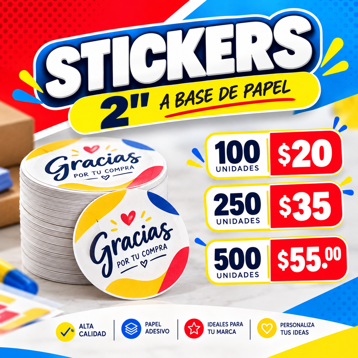 Stickers 2" Base de Papel